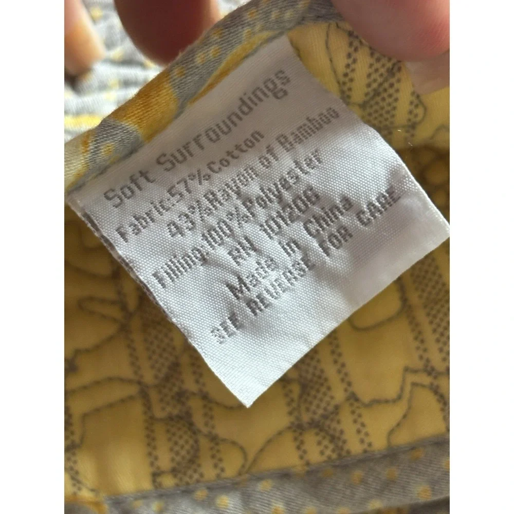 Soft Surroundings Yellow Blue Floral Scalloped Queen Quilt, Bedskirt & 2 Shams